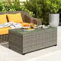 Outsunny 90 x 50cm Glass-Top Rattan Side Table - Dark Grey - 2
