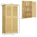Outsunny 87 x 47 x 160cm Wooden Garden Shed, Sheds & Outdoor Storage with Asphalt Roof and 2 Lockable Doors, Natural - 3