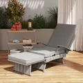 Outsunny 80° Reclining Rattan Lounger - Grey - 8