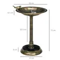 Outsunny 72cm Tall Antique Bird Bath for Garden, Vintage Style Birdbath with Bird Decoration and Flower Planter Base, Bird Bath Bowl for Outdoor, Bronze Tone - 3