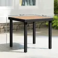 Outsunny 78 cm Garden Dining Table for 4 People, Square Outdoor Coffee End Side Table with Aluminium Legs, Natural Wood Finish - 3