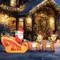 Outsunny 7.9ft Christmas Inflatable Santa on Sleigh with Two Reindeer, Outdoor Christmas Blow Up Decoration with Built-in LED Lights for Garden, Indoor Outdoor Home Decor - 7
