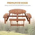 Outsunny 8-Seater Wooden Picnic Set-Fir Wood - 6
