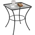 Outsunny 60cm Square Garden Table, Outdoor Metal Bistro Side Desk with Mesh Top, Black - 1