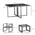 Outsunny 9PCs Patio Aluminium Dining Set, Space Saving Cube Set with 4 Chairs, 4 Ottoman, Cushions, 8 Seater Garden Furniture - 3