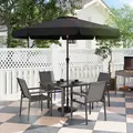Outsunny Five-Piece Metal Dining Set, with Glass-Top Table - Grey - 2