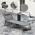 Outsunny Five-Position Reclining Sun Lounger - Grey - 5