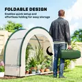 Outsunny Foldable Small Greenhouse, Portable Green House Mini Greenhouse with Zipper Door, PE Base, 200 x 80 x 164 cm, Green - 4