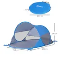 Outsunny Fibreglass Frame 2 Person Pop-Up Lightweight Camping Tent Blue - 3
