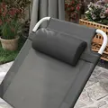 Outsunny Foldable Lounge Chair with 4-Level Adjustable Backrest & Headrest - Charcoal Grey - 9