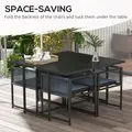 Outsunny Five-Piece Metal Dining Set, with Folding Back Chairs, Dark Grey - 4