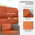 Outsunny Eight-Piece Rattan Garden Set, with Contrast Cushions - Orange/Grey - 7