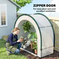 Outsunny Foldable Small Greenhouse, Portable Green House Mini Greenhouse with Zipper Door, PE Base, 200 x 80 x 164 cm, Green - 8