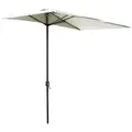 Outsunny Balcony Half Parasol Semi Round Umbrella Patio Crank Handle (2.3 m, Beige)- NO BASE INCLUDED - 1