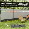 Outsunny Camping Windbreaker with Clear Windows, Carry Bag and Steel Poles, for Beach Caravan Campervan, 725 x 140cm, Grey - 7