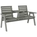 Outsunny Fir Wood Convertible 2 to 3 Seater Outdoor Garden Bench Grey - 1