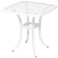 Outsunny Cast Aluminium Bistro Table, Outdoor Square Side Table with Umbrella Hole, Garden Table for Balcony, White - 1