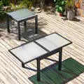 Outsunny Extending Garden Table, Outdoor Dining Table with Aluminium Frame and Tempered Glass Tabletop, 80/160 x 80 x 75 cm, Black and Clear - 3