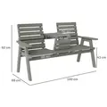 Outsunny Fir Wood Convertible 2 to 3 Seater Outdoor Garden Bench Grey - 3