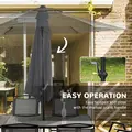 Outsunny Eight-Piece Garden Dining Set, with Chairs, Table and Parasol - Black - 7