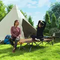 Outsunny Double Camping Cot Bed, with Bag - Khaki - 8