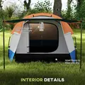 Outsunny Camping Tent, Large Tunnel Tent with Bedroom and Living Area, 2000mm Waterproof, Portable with Bag for 2-3 Man, Orange - 6
