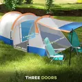 Outsunny Camping Tent, Large Tunnel Tent with Bedroom and Living Area, 2000mm Waterproof, Portable with Bag for 2-3 Man, Orange - 5