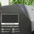 Outsunny BBQ Cover for Rectangular Gas Grill, 600D UPF30+ Oxford Fabric Barbecue Cover for Waterproof Protection Rip-Proof, with Windproof Hook and Loop Fasteners, Vents, 147 x 61 x 122 cm, Black - 4