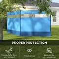 Outsunny Camping Windbreaker with Clear Windows, Carry Bag and Steel Poles, for Beach Caravan Campervan, 440 x 140cm, Blue - 4