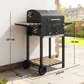 Outsunny Charcoal BBQ Grill with Height Adjustable Charcoal Pan, Barbecue Smoker with Warming Rack, 3 Shelves, Temperature Gauge, Wheels, Bottle Opener for Outdoor Cooking Garden Party - 3