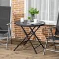 Outsunny Foldable Round Garden Table for 4, Outdoor Dining Table with HDPE Tabletop and Steel Frame, 80 x 80 x 73 cm, Dark Grey - 2