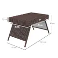 Outsunny Foldable Outdoor Side Table, Rattan Garden Coffee Table with Steel Frame, Space Saving Bistro Garden Furniture for Patio, Balcony, 60 x 41 x 41 cm, Brown - 3