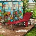 Outsunny Five-Position Reclining Sun Lounger - Red - 2