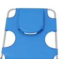 Outsunny Foldable Sun Lounger Set of 2 with Reading Hole, Portable Sun Lounger with 5 Level Adjustable Backrest, Reclining Lounge Chair with Side Pocket, Headrest Pillow, Blue - 9