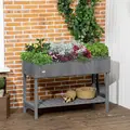 Outsunny Fir Wood Raised Rectangular 8 Compartment Plant Stand Dark Grey - 2