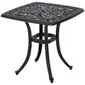 Outsunny Cast Aluminium Bistro Table, Outdoor Square Side Table with Umbrella Hole, Garden Table for Balcony, Black - 1