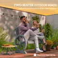 Outsunny Fir Wood Love Seats with Wheel-Shaped Armrests, Large Load-Bearing Chair, Grey - 4