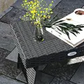 Outsunny Foldable Outdoor Side Table, Rattan Garden Coffee Table with Steel Frame, Space Saving Bistro Garden Furniture for Patio, Balcony, 60 x 41 x 41 cm, Black - 9