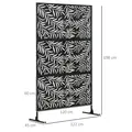 Outsunny Decorative Privacy Screen with Stand, 6.5FT Freestanding Metal Outdoor Divider, Decorative Privacy Panel with Expansion Screws for Garden Patio Pool Hot Tub, Willow Branch Style, Black - 3