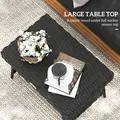 Outsunny Foldable Outdoor Side Table, Rattan Garden Coffee Table with Steel Frame, Space Saving Bistro Garden Furniture for Patio, Balcony, 60 x 41 x 41 cm, Black - 4