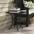 Outsunny Cast Aluminium Bistro Table, Outdoor Square Side Table with Umbrella Hole, Garden Table for Balcony, Black - 7