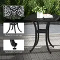 Outsunny Cast Aluminium Bistro Table, Outdoor Square Side Table with Umbrella Hole, Garden Table for Balcony, Black - 6