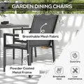Outsunny Five-Piece Metal Dining Set, with Glass-Top Table - Grey - 4