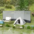 Outsunny Camping Windbreaker with Clear Windows, Carry Bag and Steel Poles, for Beach Caravan Campervan, 440 x 140cm, Grey - 2