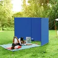 Outsunny Camping Windbreak, Foldable Portable Wind Blocker w/ Carry Bag and Steel Poles, Beach Sun Screen Shelter Privacy Wall, 450cm x 150cm - 2
