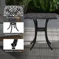 Outsunny Cast Aluminium Bistro Table, Outdoor Square Side Table with Umbrella Hole, Garden Table for Balcony, Bronze Tone - 6