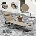 Outsunny Five-Position Reclining Sun Lounger - Beige - 5