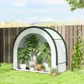 Outsunny Foldable Small Greenhouse, Portable Green House Mini Greenhouse with Zipper Door, PE Base, 200 x 80 x 164 cm, Green - 2