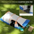 Outsunny Camping Tent, Large Tunnel Tent with Bedroom and Living Area, 2000mm Waterproof, Portable with Bag for 2-3 Man, Orange - 4