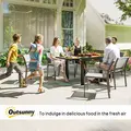 Outsunny Extending Garden Table, Outdoor Dining Table with Aluminium Frame and Tempered Glass Tabletop, 80/160 x 80 x 75 cm, Black and Clear - 9